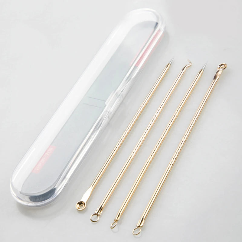 4PCS Acne Blackhead Comedone Black Spot Pimple Blemish Remover Skin Care Women Beauty Acne Treatment Pore Cleanser Needle Hook