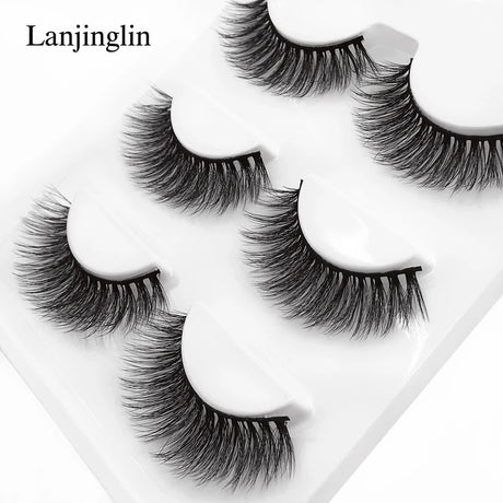 Faux Cils 3 Pairs False Eyelashes Soft Natural Long Wispy Fluffy 3D Mink Lashes Handmade Makeup Tool Extension Fake Eye Lashes