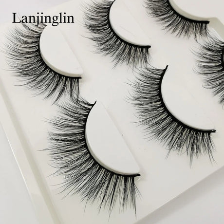 Faux Cils 3 Pairs False Eyelashes Soft Natural Long Wispy Fluffy 3D Mink Lashes Handmade Makeup Tool Extension Fake Eye Lashes
