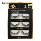 Faux Cils 3 Pairs False Eyelashes Soft Natural Long Wispy Fluffy 3D Mink Lashes Handmade Makeup Tool Extension Fake Eye Lashes