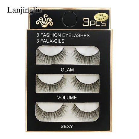 Faux Cils 3 Pairs False Eyelashes Soft Natural Long Wispy Fluffy 3D Mink Lashes Handmade Makeup Tool Extension Fake Eye Lashes