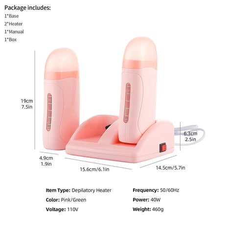 40W Dual Rolling Wax Heater Double Epilator Depilatory Waxing Machine Cartridge Roll On Wax Heater Hair Removal for Body