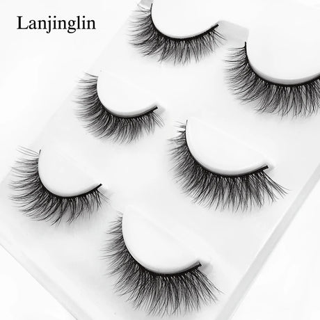Faux Cils 3 Pairs False Eyelashes Soft Natural Long Wispy Fluffy 3D Mink Lashes Handmade Makeup Tool Extension Fake Eye Lashes