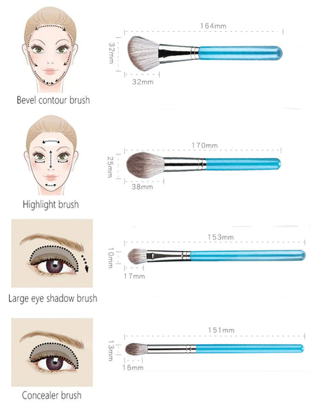 13pcs Makeup Brushes Set with Leather Bag Foundation Powder Blush Eyeshadow Eyebrow Brush Soft Hair Cosmetic Makeup Tool