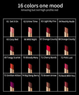 CHARMACY 16 Colors Waterproof Velvet Lipstick Easy To Wear Longstay Lip Stick Long-Lasting Matte Lip Makeup Cosmetic