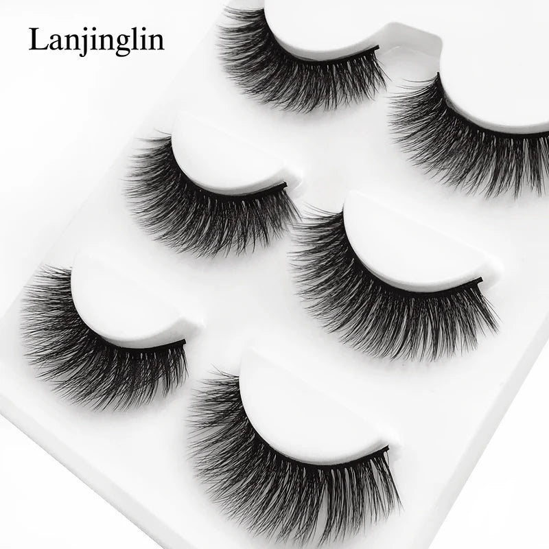 Faux Cils 3 Pairs False Eyelashes Soft Natural Long Wispy Fluffy 3D Mink Lashes Handmade Makeup Tool Extension Fake Eye Lashes