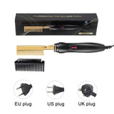2 In1 Hot Comb Hair Straightener Electric Heating Comb Fast Heating Portable Travel Anti-Scald Beard Straightener Press Comb
