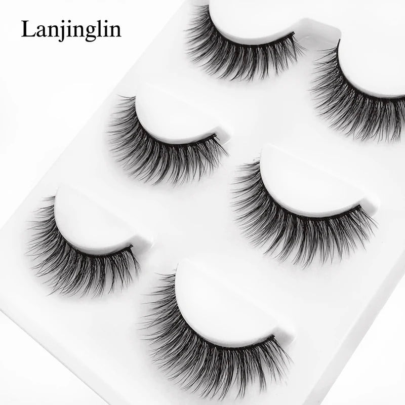 Faux Cils 3 Pairs False Eyelashes Soft Natural Long Wispy Fluffy 3D Mink Lashes Handmade Makeup Tool Extension Fake Eye Lashes