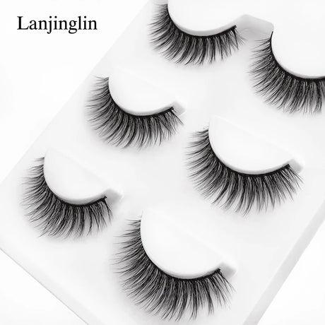 Faux Cils 3 Pairs False Eyelashes Soft Natural Long Wispy Fluffy 3D Mink Lashes Handmade Makeup Tool Extension Fake Eye Lashes