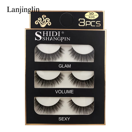 Faux Cils 3 Pairs False Eyelashes Soft Natural Long Wispy Fluffy 3D Mink Lashes Handmade Makeup Tool Extension Fake Eye Lashes