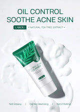 LAlKOU Tea Tree Cleanser Gentle Acne Treatment Blackhead Cleaner Shrink Pore Deep Clean Oil Control Moisturizing Face Skin Care