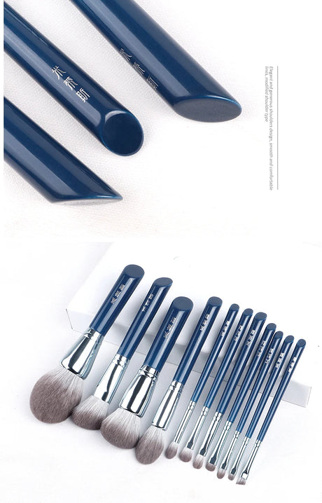 MyDestiny Azure Blue 11pcs Makeup Brush Set&Kit  Super Soft Fiber, High Quality Face&Eye Foundation Eyeshadow  Powder Brush