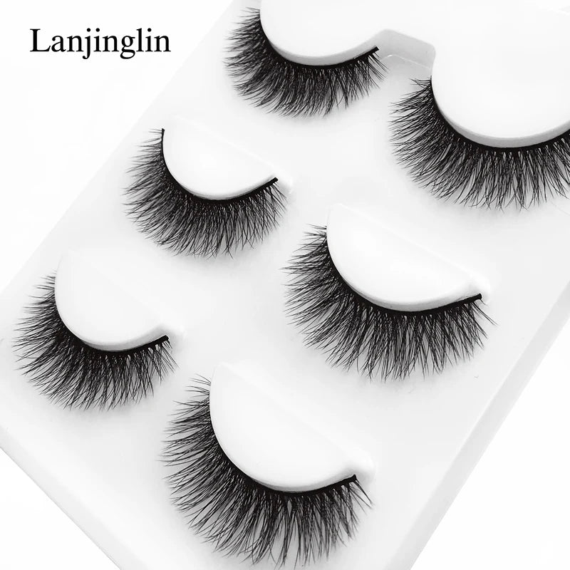 Faux Cils 3 Pairs False Eyelashes Soft Natural Long Wispy Fluffy 3D Mink Lashes Handmade Makeup Tool Extension Fake Eye Lashes