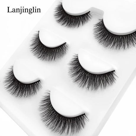 Faux Cils 3 Pairs False Eyelashes Soft Natural Long Wispy Fluffy 3D Mink Lashes Handmade Makeup Tool Extension Fake Eye Lashes