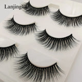 Faux Cils 3 Pairs False Eyelashes Soft Natural Long Wispy Fluffy 3D Mink Lashes Handmade Makeup Tool Extension Fake Eye Lashes