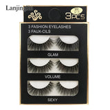 Faux Cils 3 Pairs False Eyelashes Soft Natural Long Wispy Fluffy 3D Mink Lashes Handmade Makeup Tool Extension Fake Eye Lashes