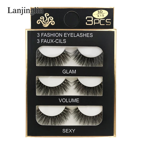 Faux Cils 3 Pairs False Eyelashes Soft Natural Long Wispy Fluffy 3D Mink Lashes Handmade Makeup Tool Extension Fake Eye Lashes