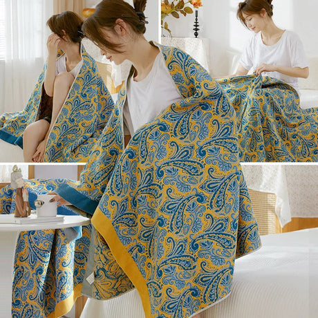 Cotton Gauze Large Bath Towel For Home Soft Absorbent Household Four Layers Of Muslin Adult Shower Wrap Beach Towels