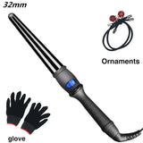 LCD  curlers conical curling iron single tube ceramic glaze pear flower cone electric hair curly hair