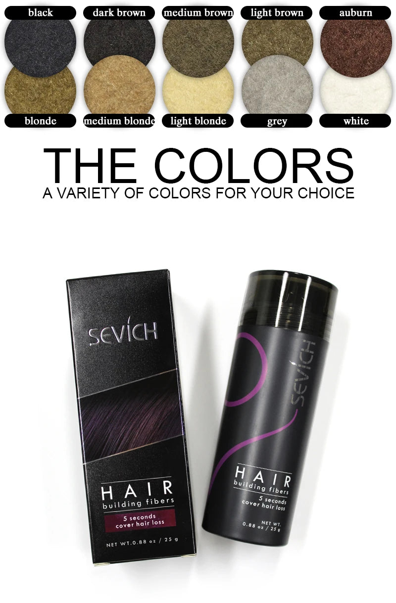 Sevich Hair Fiber Building Thin Loss Concealer Spray Refill Keratin Fibers Hair Powder Styling 25g 10 Colors Anti Hair Loss