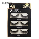 Faux Cils 3 Pairs False Eyelashes Soft Natural Long Wispy Fluffy 3D Mink Lashes Handmade Makeup Tool Extension Fake Eye Lashes