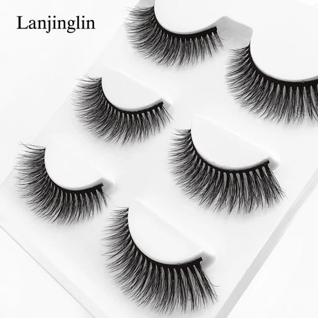 Faux Cils 3 Pairs False Eyelashes Soft Natural Long Wispy Fluffy 3D Mink Lashes Handmade Makeup Tool Extension Fake Eye Lashes