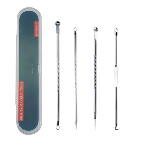 4PCS Acne Blackhead Comedone Black Spot Pimple Blemish Remover Skin Care Women Beauty Acne Treatment Pore Cleanser Needle Hook