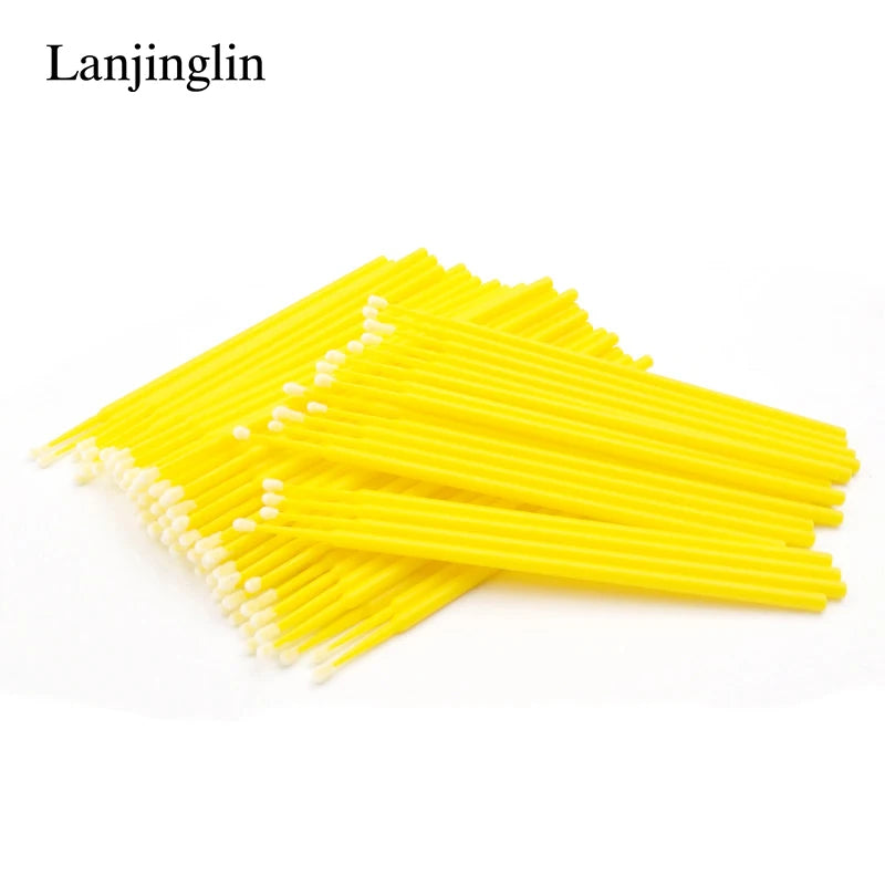 100/200pcs Eyelash Cleaning Brush Lash Extension Micro Cotton Swab Eyelashes Microbrush Beauty Makeup Clean Remover Tools