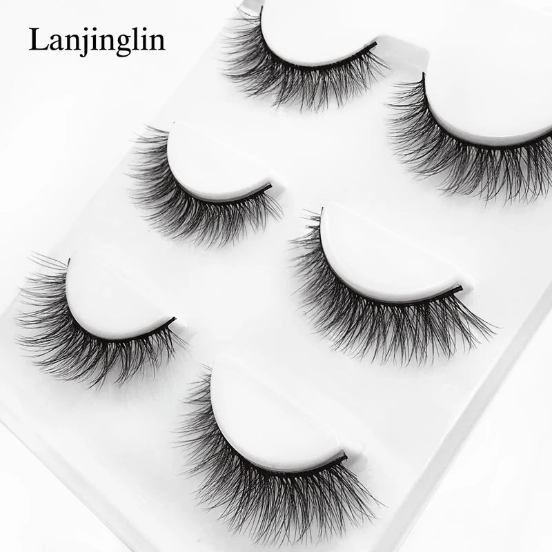 Faux Cils 3 Pairs False Eyelashes Soft Natural Long Wispy Fluffy 3D Mink Lashes Handmade Makeup Tool Extension Fake Eye Lashes