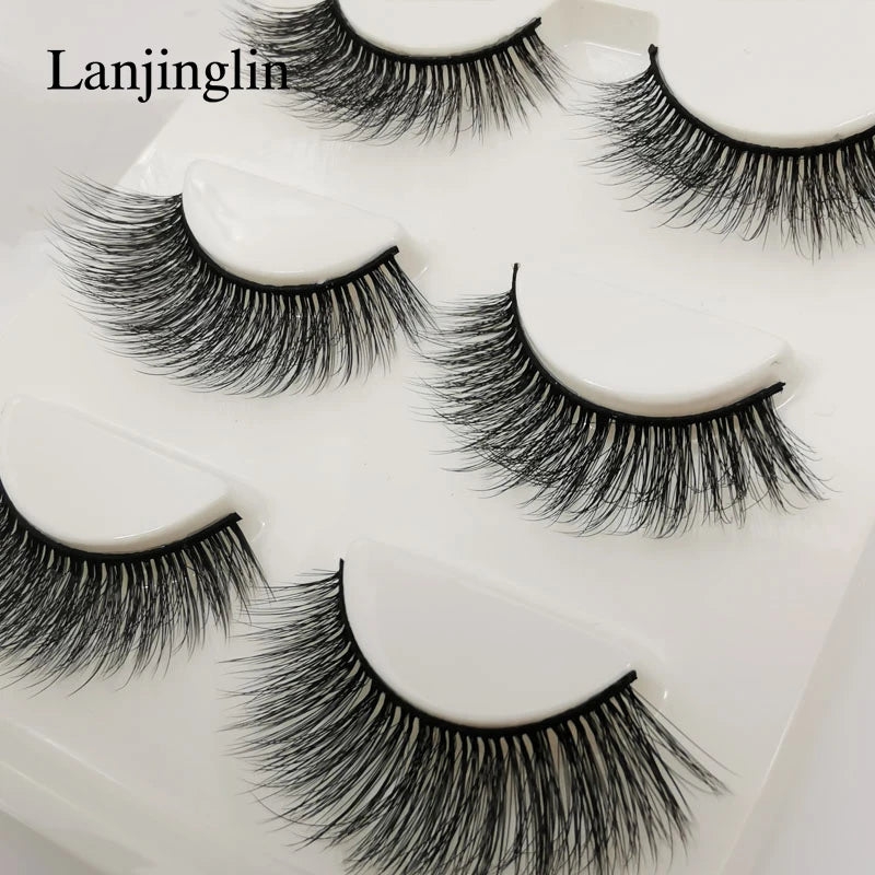 Faux Cils 3 Pairs False Eyelashes Soft Natural Long Wispy Fluffy 3D Mink Lashes Handmade Makeup Tool Extension Fake Eye Lashes