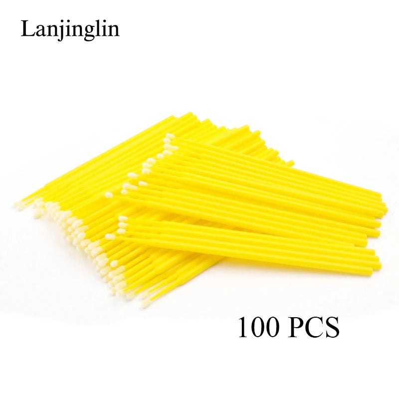 100/200pcs Eyelash Cleaning Brush Lash Extension Micro Cotton Swab Eyelashes Microbrush Beauty Makeup Clean Remover Tools