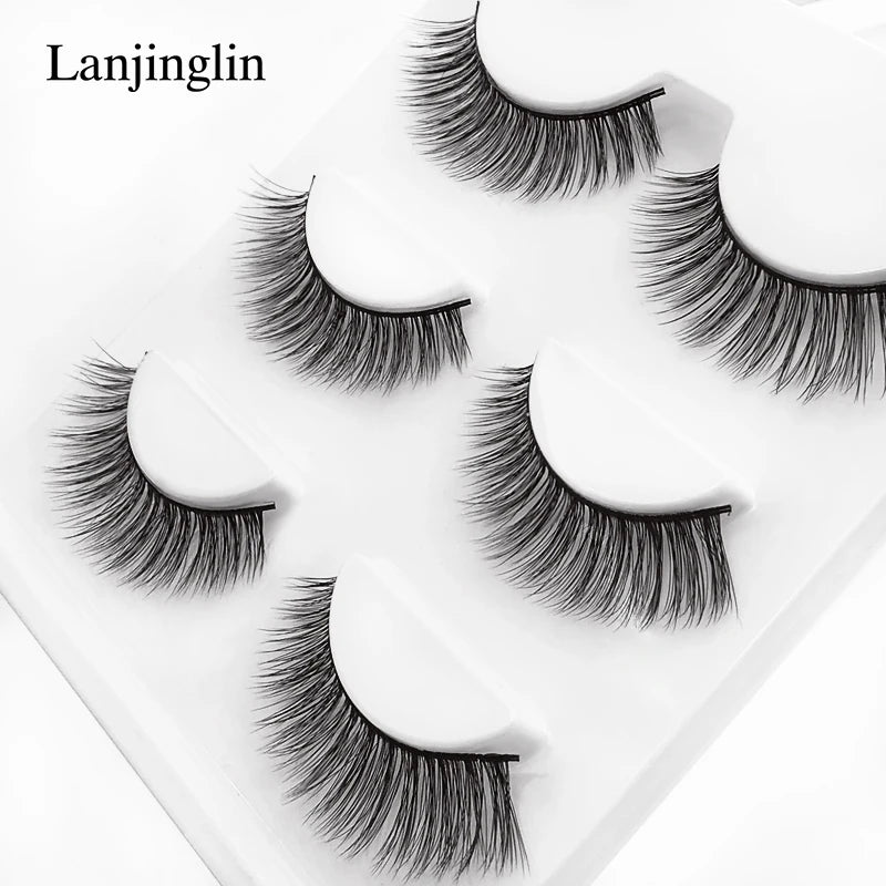 Faux Cils 3 Pairs False Eyelashes Soft Natural Long Wispy Fluffy 3D Mink Lashes Handmade Makeup Tool Extension Fake Eye Lashes