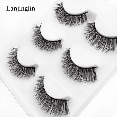 Faux Cils 3 Pairs False Eyelashes Soft Natural Long Wispy Fluffy 3D Mink Lashes Handmade Makeup Tool Extension Fake Eye Lashes