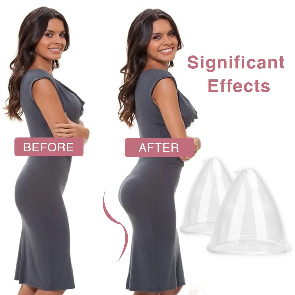 2pcs180/150ml Breast Enlargement Cupping Hip Lifting Buttock Vacuum Pump Suction Replacement Enhancer Massage Cup with Hose Set