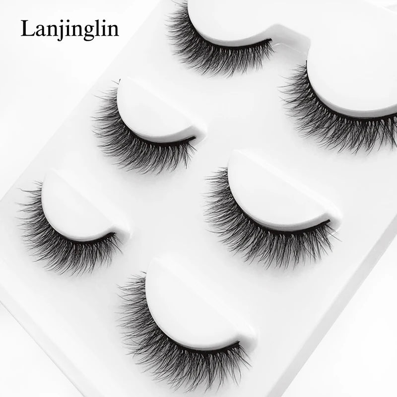 Faux Cils 3 Pairs False Eyelashes Soft Natural Long Wispy Fluffy 3D Mink Lashes Handmade Makeup Tool Extension Fake Eye Lashes