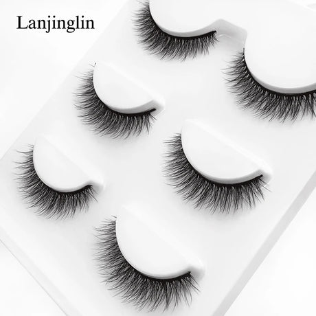 Faux Cils 3 Pairs False Eyelashes Soft Natural Long Wispy Fluffy 3D Mink Lashes Handmade Makeup Tool Extension Fake Eye Lashes