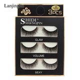 Faux Cils 3 Pairs False Eyelashes Soft Natural Long Wispy Fluffy 3D Mink Lashes Handmade Makeup Tool Extension Fake Eye Lashes