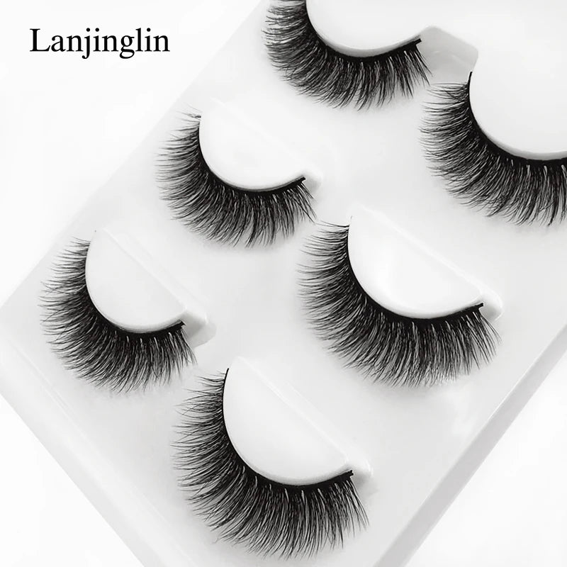 Faux Cils 3 Pairs False Eyelashes Soft Natural Long Wispy Fluffy 3D Mink Lashes Handmade Makeup Tool Extension Fake Eye Lashes