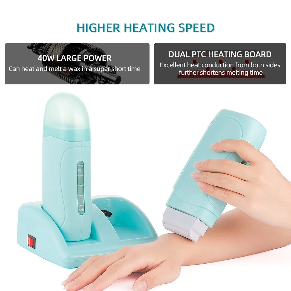 40W Dual Rolling Wax Heater Double Epilator Depilatory Waxing Machine Cartridge Roll On Wax Heater Hair Removal for Body