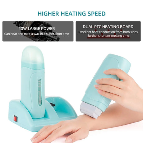 40W Dual Rolling Wax Heater Double Epilator Depilatory Waxing Machine Cartridge Roll On Wax Heater Hair Removal for Body