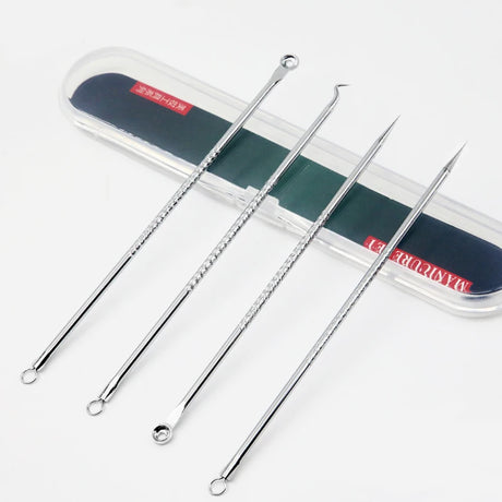 4PCS Acne Blackhead Comedone Black Spot Pimple Blemish Remover Skin Care Women Beauty Acne Treatment Pore Cleanser Needle Hook