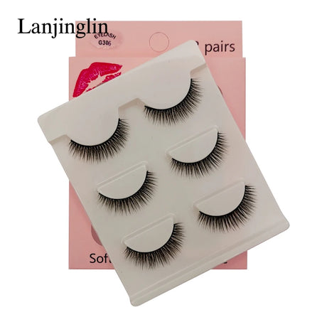 Faux Cils 3 Pairs False Eyelashes Soft Natural Long Wispy Fluffy 3D Mink Lashes Handmade Makeup Tool Extension Fake Eye Lashes