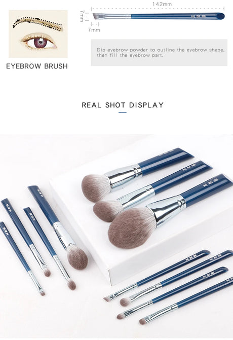MyDestiny Azure Blue 11pcs Makeup Brush Set&Kit  Super Soft Fiber, High Quality Face&Eye Foundation Eyeshadow  Powder Brush