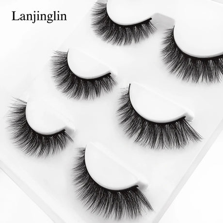 Faux Cils 3 Pairs False Eyelashes Soft Natural Long Wispy Fluffy 3D Mink Lashes Handmade Makeup Tool Extension Fake Eye Lashes