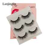 Faux Cils 3 Pairs False Eyelashes Soft Natural Long Wispy Fluffy 3D Mink Lashes Handmade Makeup Tool Extension Fake Eye Lashes