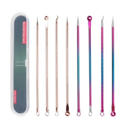 4PCS Acne Blackhead Comedone Black Spot Pimple Blemish Remover Skin Care Women Beauty Acne Treatment Pore Cleanser Needle Hook