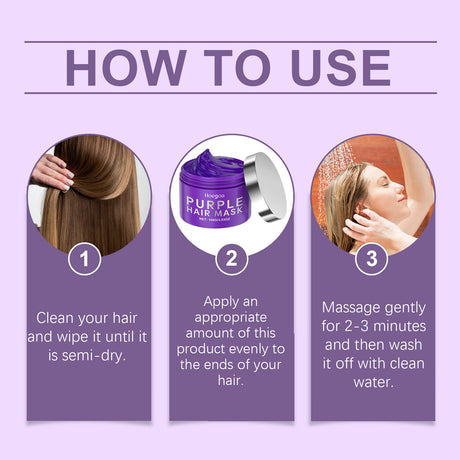 Purple Keratin Hair Mask Repair Dry Frizz Damage Remove Yellow Color Neutralizes Brass Soft Shiny Smooth Nourish Hair Care Cream