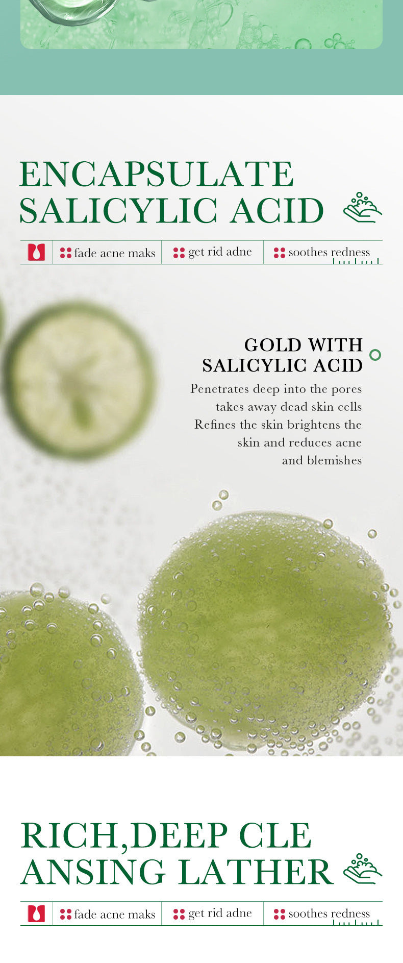 BIOAQUA Salicylic Acid Facial Cleanser Acne Treatment Moisturizing Oil Control Skincare Face Wash Foam Face Cleanser Skin Care