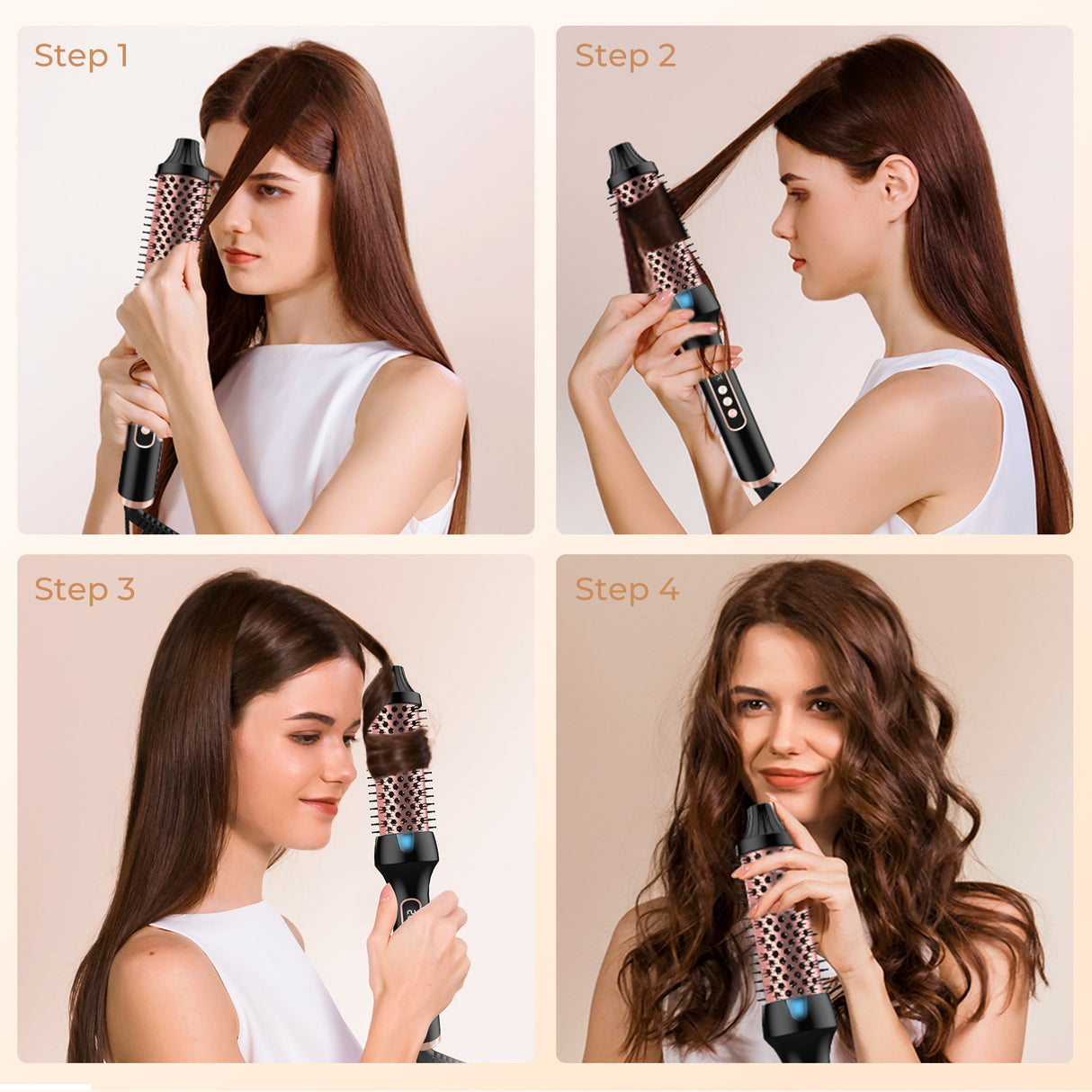 3 in1 Thermal Brush Ionic Heated Round Brush Ionic Hair Curler/Straightener with Anti-Scald Hair Curling Iron Hair Styling Tools