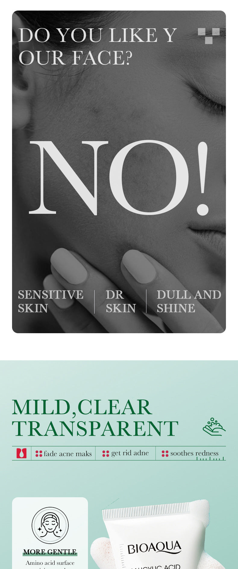 BIOAQUA Salicylic Acid Facial Cleanser Acne Treatment Moisturizing Oil Control Skincare Face Wash Foam Face Cleanser Skin Care